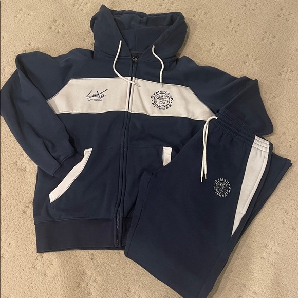 Gymshark Luxe Legacy Zip Hoodie and Pants Blue Mens Size Large - Picture 2 of 8